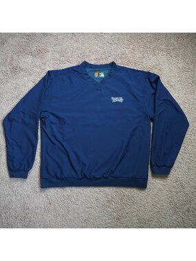 Y2K Samuel Adams Pullover Jacket Mens L Blue V Neck Forrester's Windbreaker USA